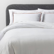 3pc King Luxe Embroidered Border Duvet Cover and Sham Set White -
