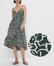 Gap Dress Womens Medium Green White Floral Smocked Cotton Ruffle Sundress