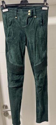 Balmain X H&M Lederhose / Wildlederhose grün *EU Gr. 34*