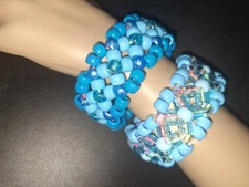 2 Kandi Cuff Pony Bead Bracelets X Base Pattern Kids, Adults Or Gift