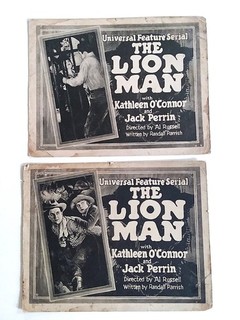 THE LION MAN.....1919 SERIAL.....3 LOBBY CARDS...2 TITLE CARDS