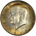 1969 D 50C 40% Silver Kennedy Half Dollar with End of Roll Toning