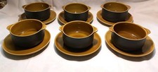 6 Melitta Suppentassen mit Unterteller Kopenhagen mattschwarz/ ocker