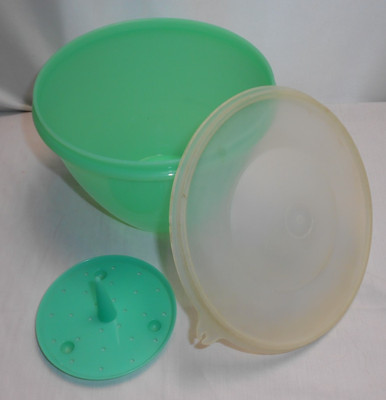 Vintage Tupperware Crisp It Lettuce Keeper Jadeite 679 Bowl Lid Spike NICE