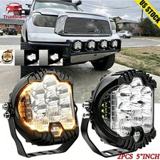 2PCS 5" inch Round LED Work Lights Bar Amber DRL Pods Fog Lamp Offroad Driving