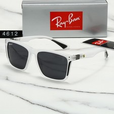 New Ray-Ban Ferrari RB4612 Sunglasses White Frame Gray Polarized Lens 56-145mm