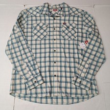 Wrangler Cowboy Wash Twill Shirt Men's XL Nile Blue Checkered LS Button Up