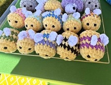 Handmade Crochet Baby Bumblebees Plush Stuffed Animal Lot Small 6-14" 2024