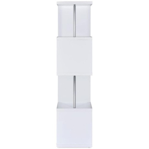 Coaster 4-Shelf Contemporary Wood Geometric Snaking Bookcase in White ...