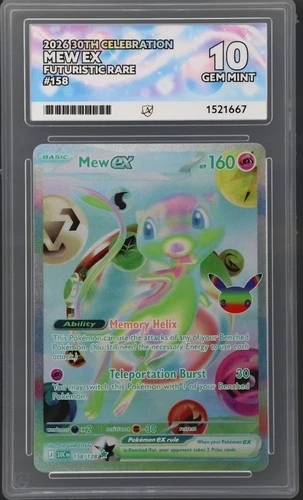 Mew Ex 158/128 Futuristic Rare - 30th Celebration - ACE 10 - Perfect Subgrades