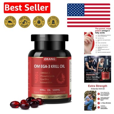 Antarctic Krill Oil 500mg - Omega-3 Softgels for Brain, Heart & Joint Health