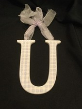 AMSCAN Ceramic Baby Wall Letter U Light Blue/Lavander Different Designs 449082
