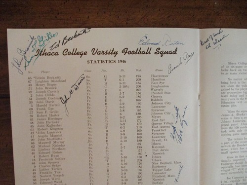 1946 ITHACA College Football Program(25 Sig(w/BUCKY FREEMAN/PETE HATCH/BEN LIGHT - Picture 10 of 17