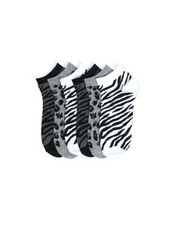New Lot Of 6 Pair's Women's Novelty Zebra pattern Low Cut Ped Socks SZ 9-11 