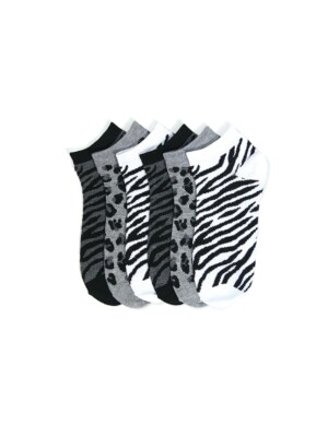 #ad New Lot Of 6 Pair#x27;s Women#x27;s Novelty Zebra pattern Low Cut Ped Socks SZ 9 11  $8.99
