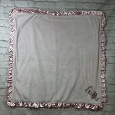 Vitamins Baby pink adorably cute teddy blanket with satin border Security Lovey