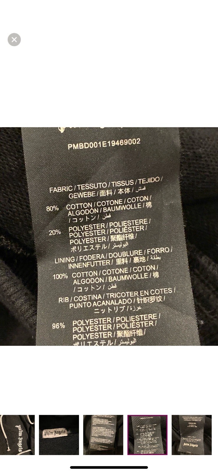 Felpa con cappuccio uomo Palm Angels logo classico taglia large nera tasca canguro