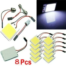 8Pcs 48 SMD COB White Panel LED T10 Car Interior Panel Light 12V Dome Lamp Bulbs