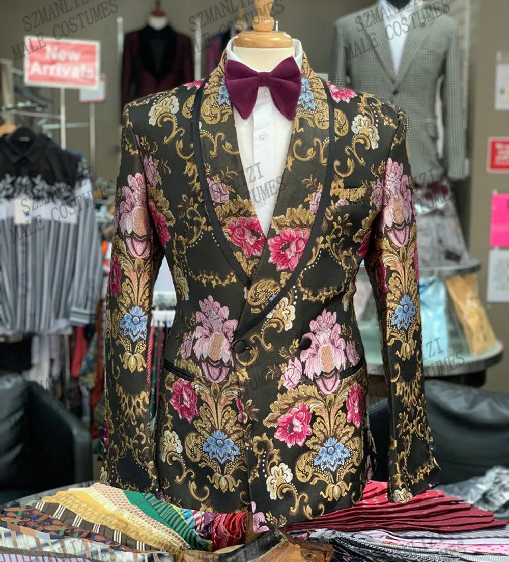 Gold floral hotsell suit