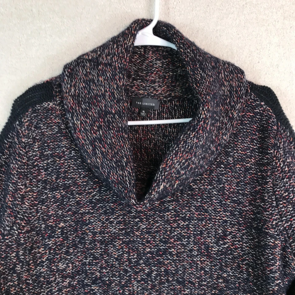 The Limited Sweater Womens XL Cowl Neck Oversized Navy Marled Gold PILLING Foto 2 de 4
