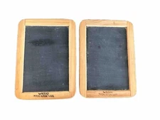 2 Vtg Slate Handheld Schoolhouse Double Sided Chalkboard Raco Portugal 5.5”x7.5”