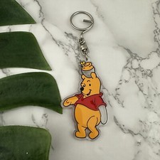 Disney Winnie The Pooh Vintage Y2k Key Chain Plastic 3d Shape Clear Orange
