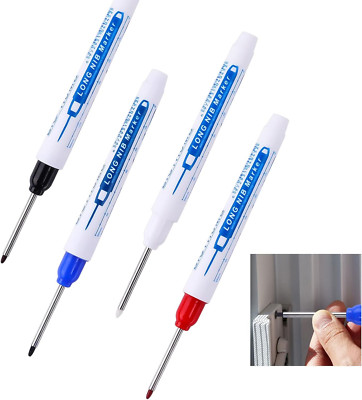 Tieflochmarker 4er Set, Extralange 30mm Spitze für Holz, Metall Wand, Kunststoff