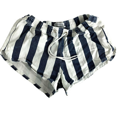 UO Urban Outfitters Striped Denim Draw String Runner Shorts Size Small P