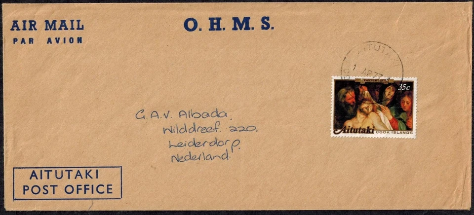 Aitutaki 1974-1977 Group of 7 OHMS Covers Stamped to UK & Netherlands - Image 2 of 4