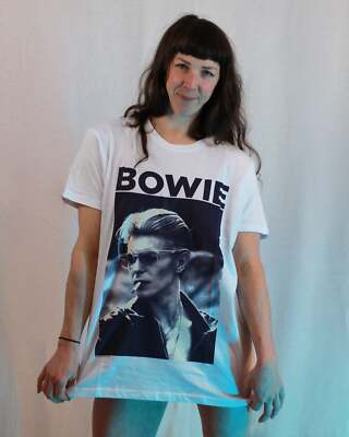 90s David Bowie Graphic White short sleeve T shirt Unisex tee NH18242