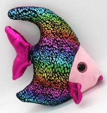 *RARE HTF* HUGFUN Rainbow ANGELFISH Plush Iridescent Shimmer Stuffed Toy 9"