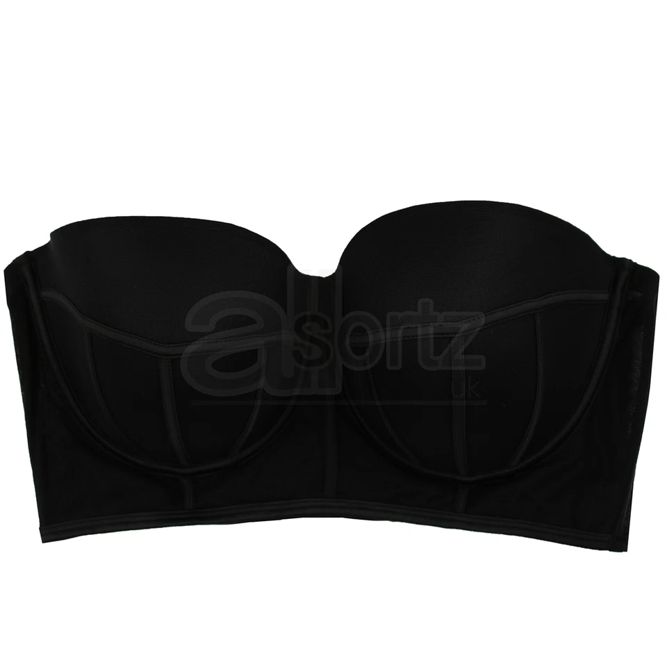 Ladies Girls ex New Look Longline Bustier Balcony Strapless Bra Red or Black - Image 4 of 4