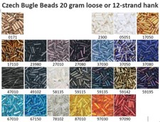 Czech Preciosa Glass Tube Bugle Seed Beads 20 g or 12-strand hank CLEARANCE