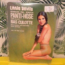 Vintage Pantyhose Little Devils Seamless Grey Large B004B