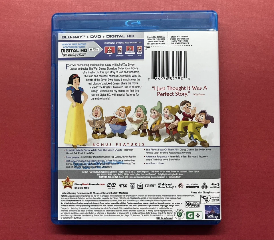 Snow White and the Seven Dwarfs (Blu-ray/DVD, 1937, The Signature Collection ⭐⭐⭐ - Image 2 of 4