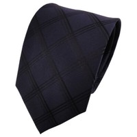 Tigertie Seidenkrawatte Blau Schwarzblau Dunkelblau Schwarz Kariert - Krawatte