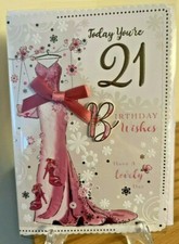 Today You're 21 Birthday Card Female Party - Gold Foil Diamante Premium Quality