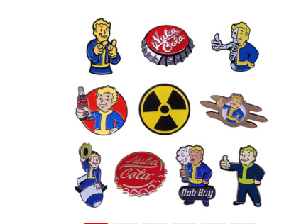 Fallout TV / 4 / New Vegas Bethesda Enamel Pin-back: Vault Boy, Nuka-Cola...