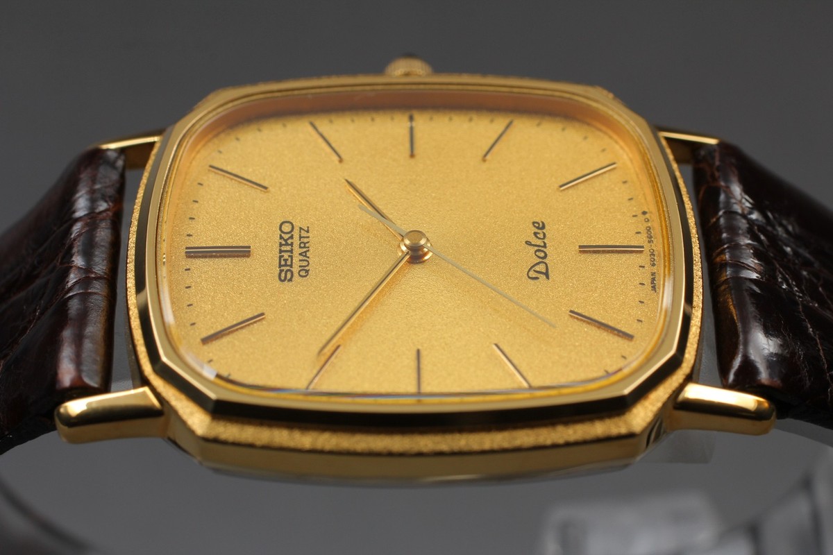 Vintage [Near MINT] SEIKO Dolce 6030-5550 Gold Quartz Men's