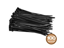 Monoprice Cable Tie 4in 18 lbs, 100 pcs/pack, Black