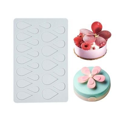 24 Cavity Silicone Mould For Cake Decorating With Petal And Water drop Design