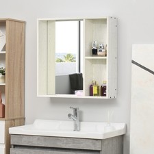 Wall Mounted Medicine Cabinet with Mirror, Shelf, Bathroom Cabinet, White