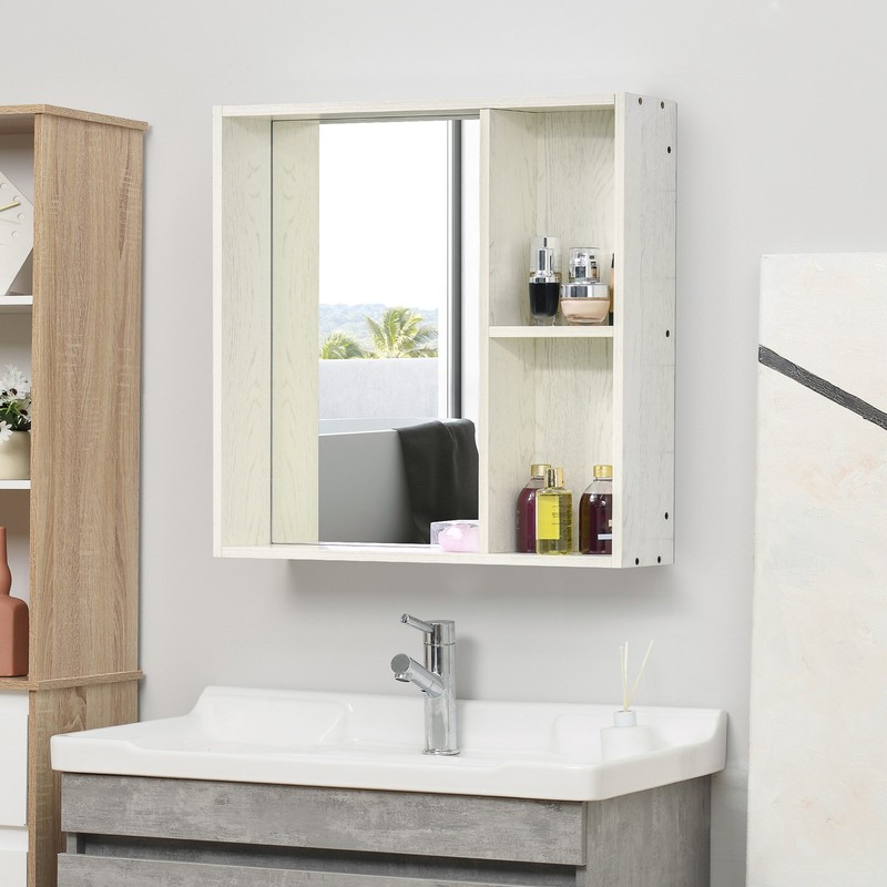 Wall Mounted Medicine Cabinet with Mirror, Shelf, Bathroom Cabinet, White