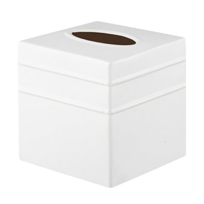 Tissue Box Cover Square   Handcrafted Border Embossed White Metal Tissue Hold...