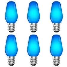 Luxrite C7 LED Blue Light Bulb for String Lights 0.5W E12 UL Outdoor 6 Pack