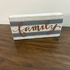 Home Decor Wall Sign Family 12 X 6 X 2 Rustic White Grey Gold J5
