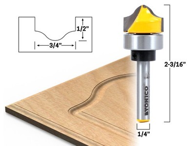 3/4'' Faux Panel Ogee Groove Template Router Bit - 1/4'' Shank - Yonico 14978q