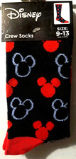 NEW Disney Mickey Mouse Crew Socks Men's Black Red Blue Size 9-13