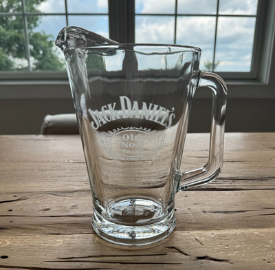 Jack Daniels Pitcher Old No. 7 Brand Vintage Heavy Thick Glass Advertising