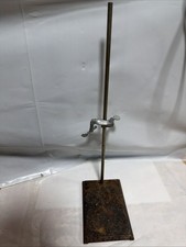 VTG Fisher Chemistry Biology Lab Cast Iron Base Stand 1 Flask Tube Clamps 24”